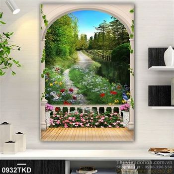 Tranh cửa sổ nhìn ra khu vườn