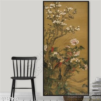 Tranh sơn dầu hoa mẫu đơn và hoa mộc lan