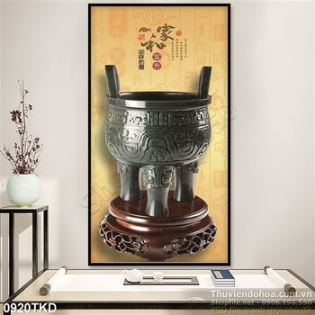 Tranh lư hương thư pháp