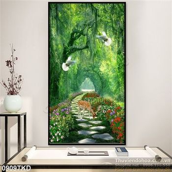 Tranh cảnh trong rừng và hươu