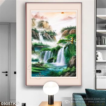 Tranh sơn dầu chim Hạc phong thủy