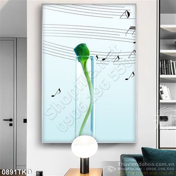 Tranh cây mầm và nốt nhạc