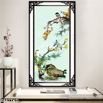 Tranh chim én và hoa mai