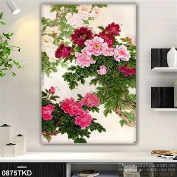 Tranh hoa mẫu đơn phong thủy