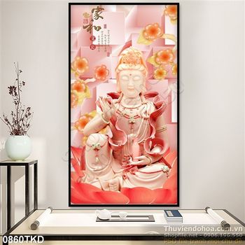 Tranh giả ngọc hoa Mai và tượng Phật Quan Âm