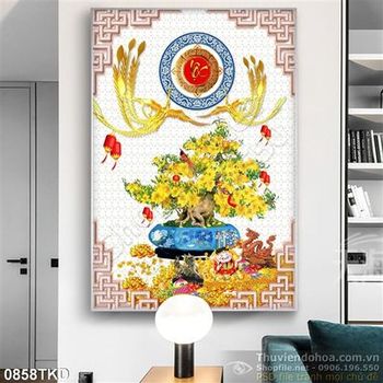 Tranh rồng phượng và chậu Mai in lịch chất lượng
