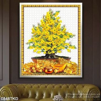 Tranh chậu hoa Mai in lịch đẹp nhất
