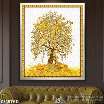 Tranh cây tiền vàng nghệ thuật