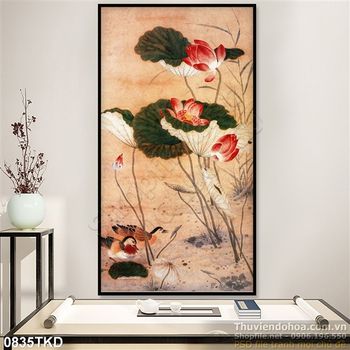 Tranh sơn dầu hoa Sen nghệ thuật