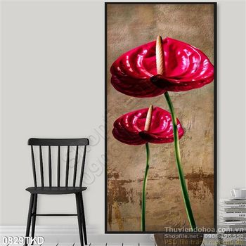 Tranh hoa hồng môn trang trí phòng khách