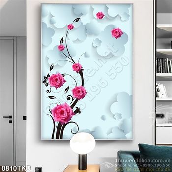Tranh hoa hồng dán tường nghệ thuật