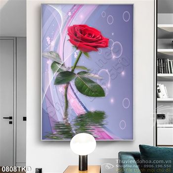 Tranh hoa hồng đỏ nghệ thuật treo tường