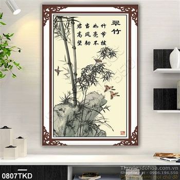 Tranh cây tre thư pháp nghệ thuật