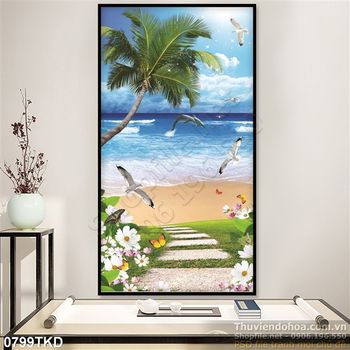 Tranh biển đại dương và chim