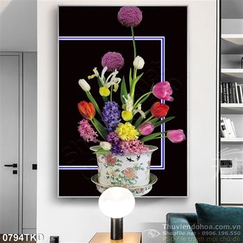 Tranh bình hoa hiện đại trang trí tường