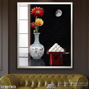 Tranh bình hoa đồng tiền đẹp nhất