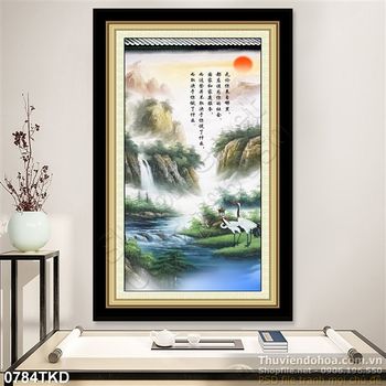 Tranh thác nước và chim Hạc