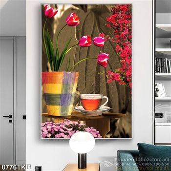 Tranh chậu hoa tulip