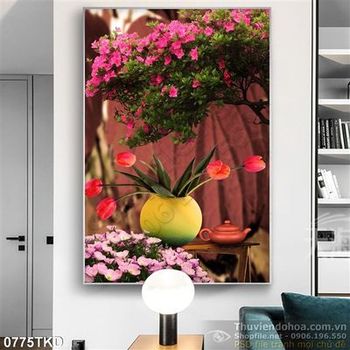 Tranh bình hoa tulip đẹp