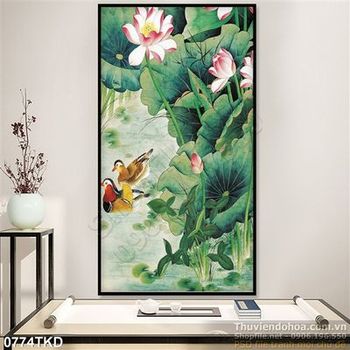 Tranh vịt và hoa sen