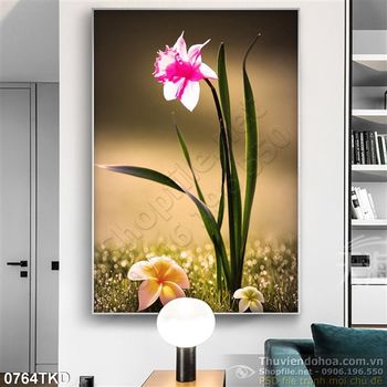 Tranh hoa địa lan trang trí phòng bếp