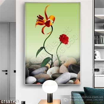 Tranh hoa ly và đá sỏi