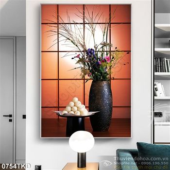 Tranh chậu hoa nghệ thuật trang trí tường