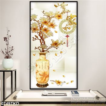 Tranh bình hoa mộc lan