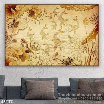 Tranh trúc chỉ cá chép bơi lội