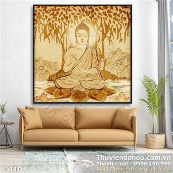 Tranh trúc chỉ Đức Phật ngồi tu bên cây đa
