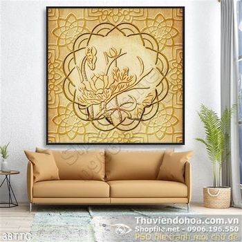 Tranh trúc chỉ họa tiết 3d hoa sen