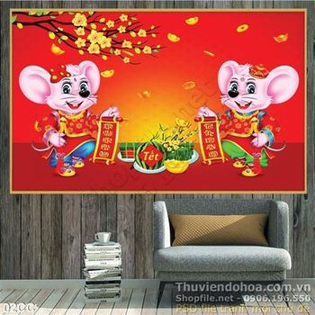 Tranh vector con chuột chúc tết 2020