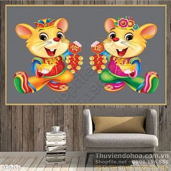 Tranh con chuột vàng cung chúc tân xuân 2020