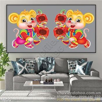 Vector năm con chuột cầm lồng đền đón xuân