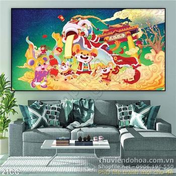 Vector xuân Canh tý mua lân đón năm mới