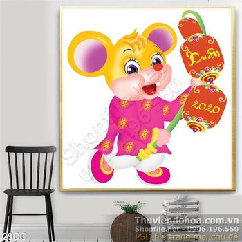 Vector con chuột mặc áo dài xuân Canh Tý