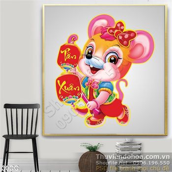 Vector con chuột dễ thương chúc tết Tân Xuân 2020