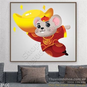 Vector chú chuột và cục vàng 9999 xuân 2020