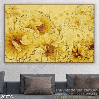 Tranh trúc chỉ cây hoa sen ấn tượng nghệ thuật