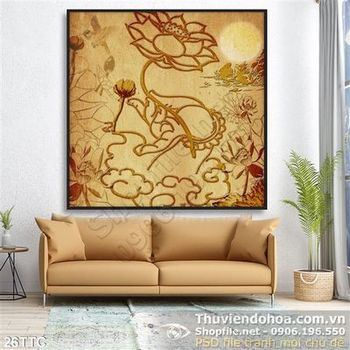 Tranh trúc chỉ vẽ bông hoa sen nghệ thuật ấn tượng