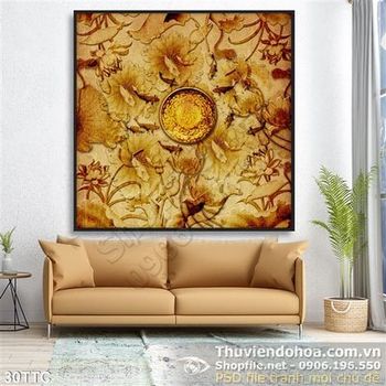 Tranh trúc chỉ wall decor hoa sen và cá koi