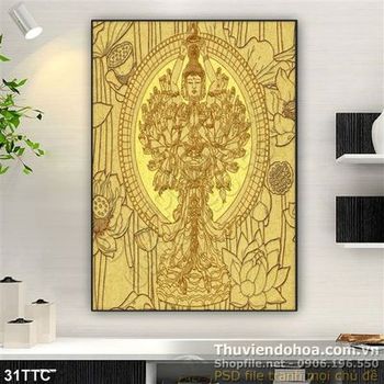 Tranh trúc chỉ Đức Phật niệm kinh đẹp