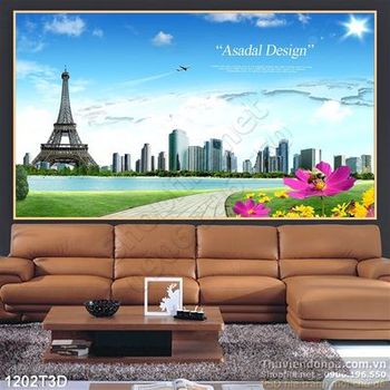 Tranh 3D tháp Eiffel thủ đô Pari