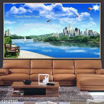 Tranh 3D cảnh quan thành phố biển