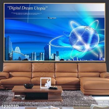 Tranh 3D nền xanh da trời