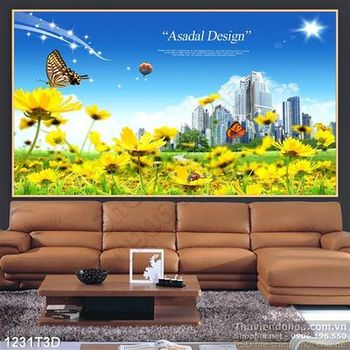 Tranh 3D cảnh quan thiên nhiên khu đô thị