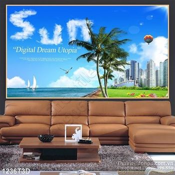 Tranh 3D cảnh quan thành phố biển