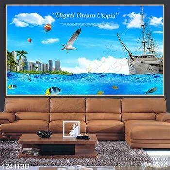 Tranh 3D thành phố biển đảo