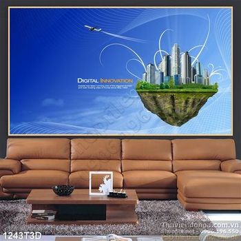 Tranh 3D thành phố đại dương xanh