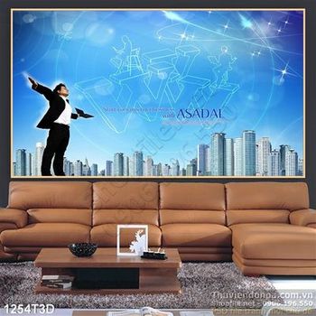 Tranh 3D thành phố và bầu trời